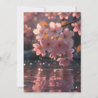 Elegant Sakura Over Water Wedding Invitation - Ser