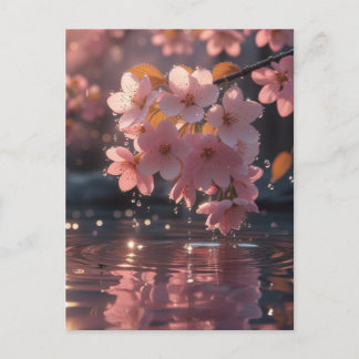 Elegant Sakura Over Water Wedding Invitation - Ser Postcard