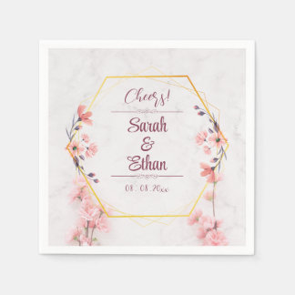 Elegant Sakura Pink floral Cherry Blossom Wedding Napkins