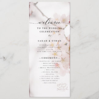 Elegant Sakura Pink floral Cherry Blossom Wedding  Program