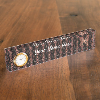 Elegant Salmon Colored Butterfly on Pattern Desk Name Plate