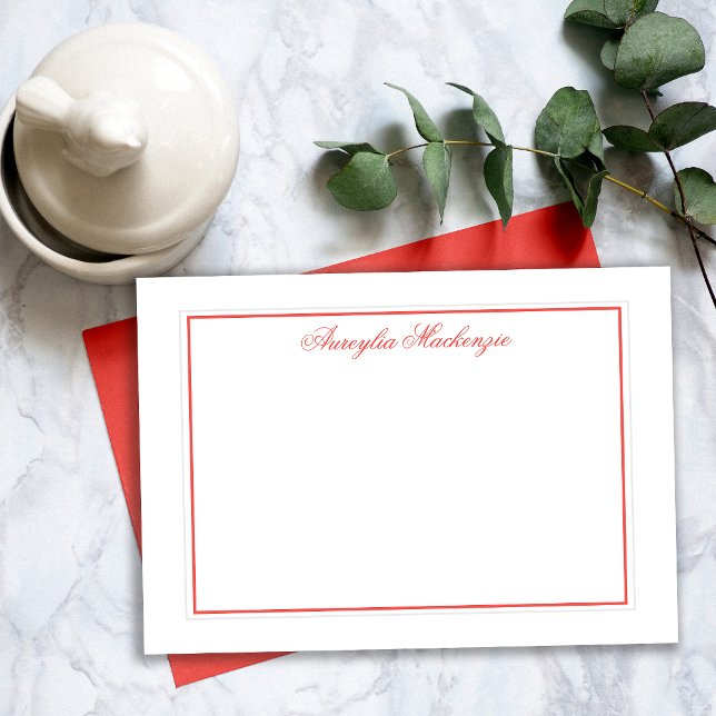 Elegant Salmon Orange and White Personalized Note Card (Elegant Salmon Orange and White Personalized Notecards)