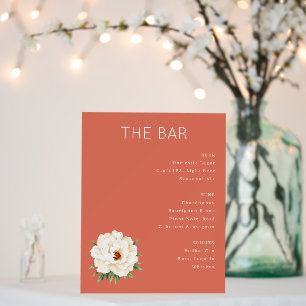 Elegant Salmon Pink Serif Beverage Menu Foam Board