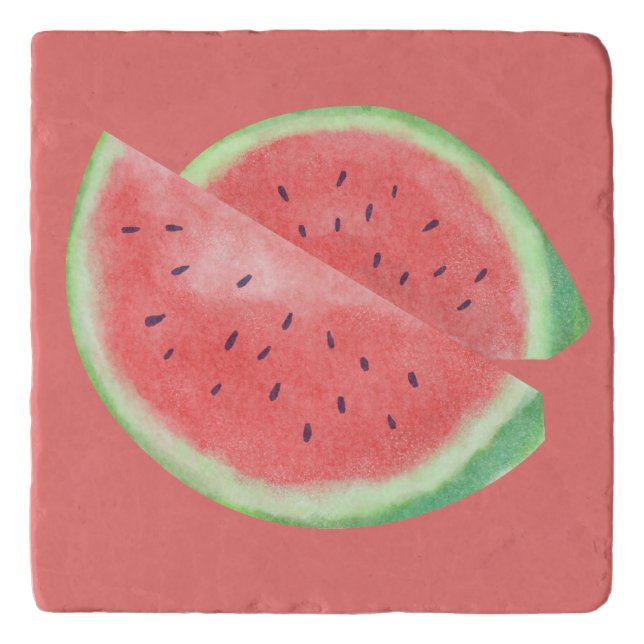 Elegant Salmon Watermelon Trivet  (Front)