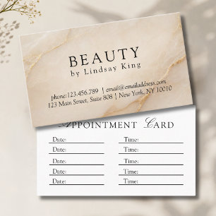 Elegant Salon Beige Marble Appointment Card
