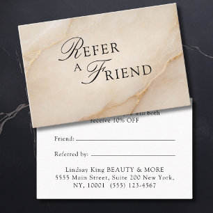 Elegant Salon Beige Marble Referral Cards