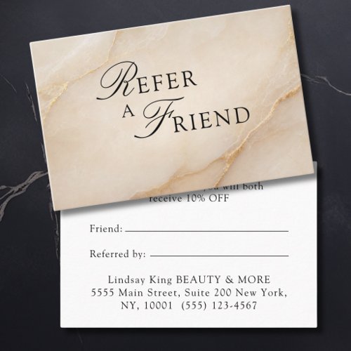 Elegant Salon Beige Marble Referral Cards