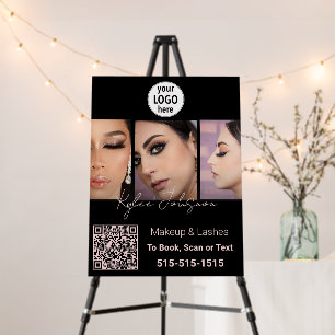Elegant Salon Black Blush Photo Logo QR Code Foam Board