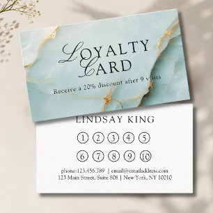 Elegant Salon Blue Marble Loyalty Card
