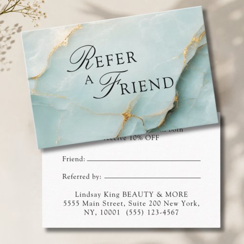 Elegant Salon Blue Marble Referral Cards
