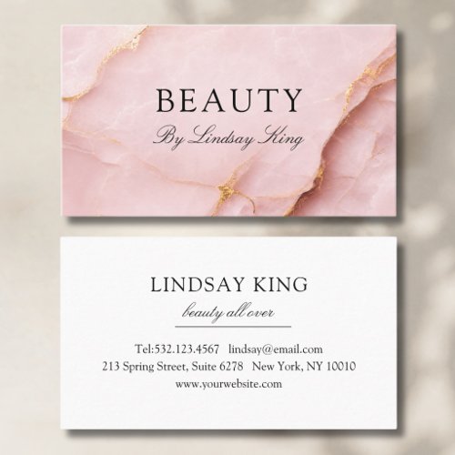 Elegant Salon Blush Pink Marble Business Cards