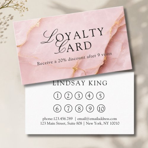 Elegant Salon Blush Pink Marble Loyalty Card