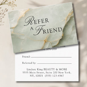 Elegant Salon Sage Green Marble Referral Cards