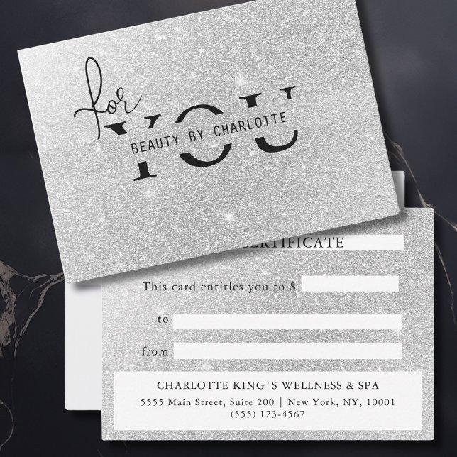 Elegant Salon Silver Glitter Gift Certificate (Elegant Salon Silver Glitter Gift Certificate)