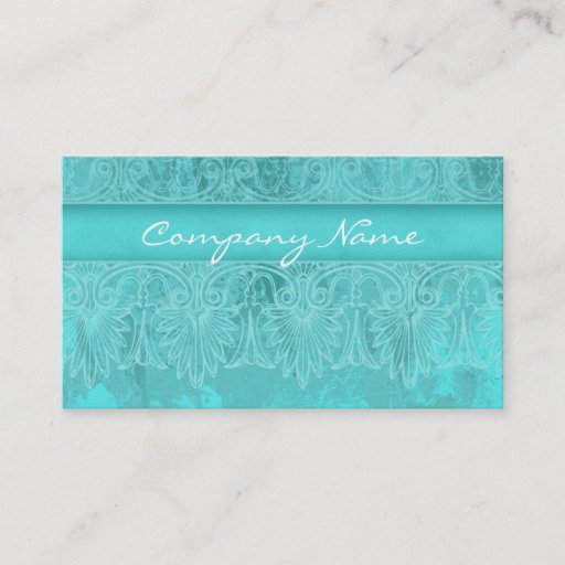 Customizable Elegant Salon Spa Lace Business Card Turquoise