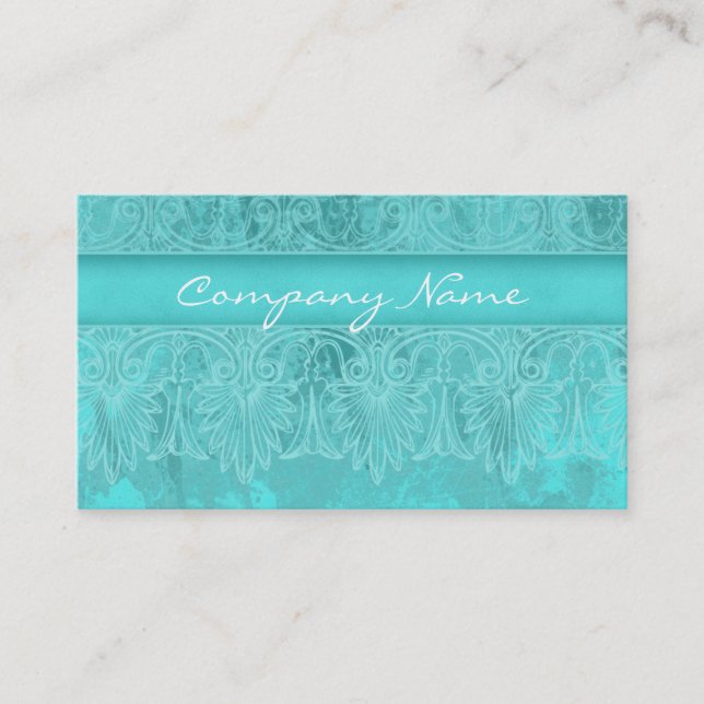 Elegant Salon Spa Lace Business Card Turquoise (Front)