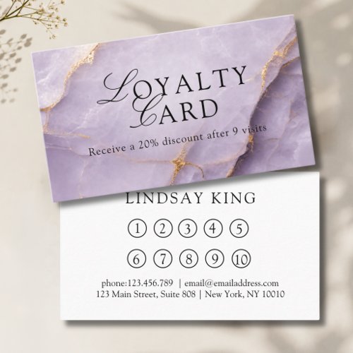 Elegant Salon Violet Marble Loyalty Card