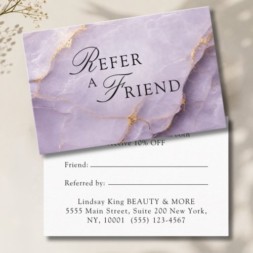Elegant Salon Violet Marble Referral Cards