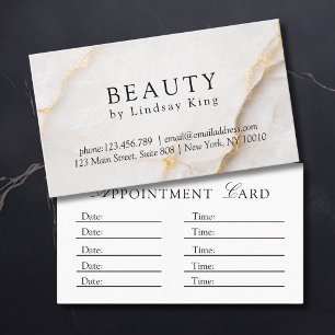 Elegant Salon White Marble Appointment Card