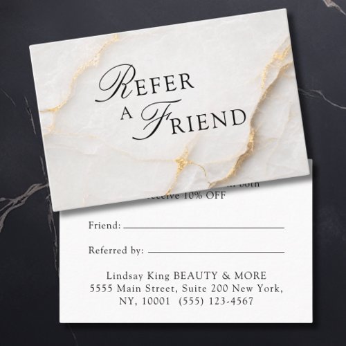 Elegant Salon White Marble Referral Cards