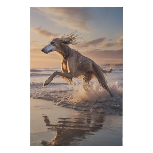 Elegant Saluki Canvas – Seaside Sprint (Front)