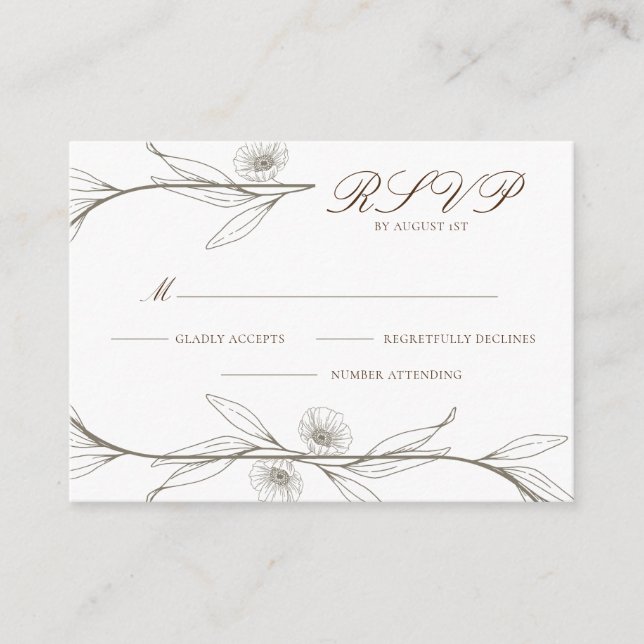 Elegant Sample Mini floral Wedding RSVP Card (Front)