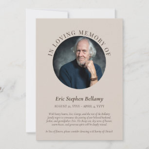 Elegant Sand & Brown In Loving Memory Announcement