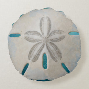 Elegant Sand Dollar Beach Decor Round Pillow