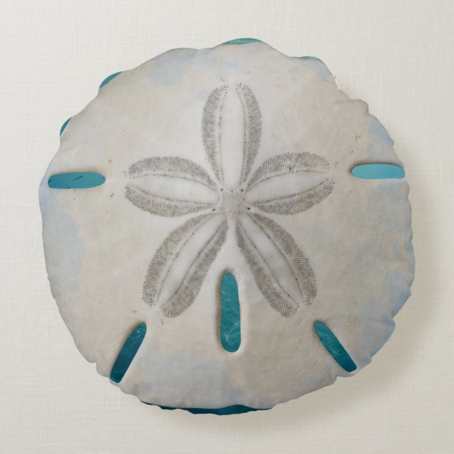 Elegant Sand Dollar Beach Decor Round Pillow (Back)