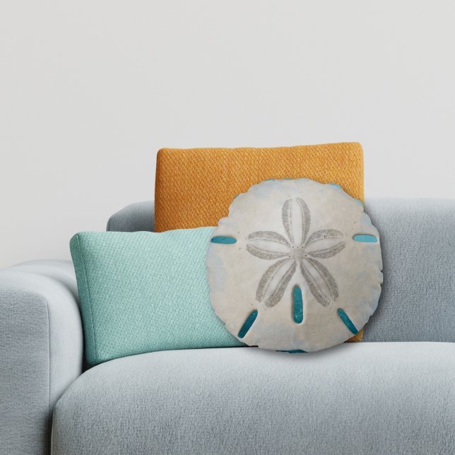 Elegant Sand Dollar Beach Decor Round Pillow (Creator Uploaded)