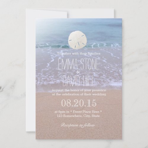 Elegant Sand Dollar Beach Wedding Invitations