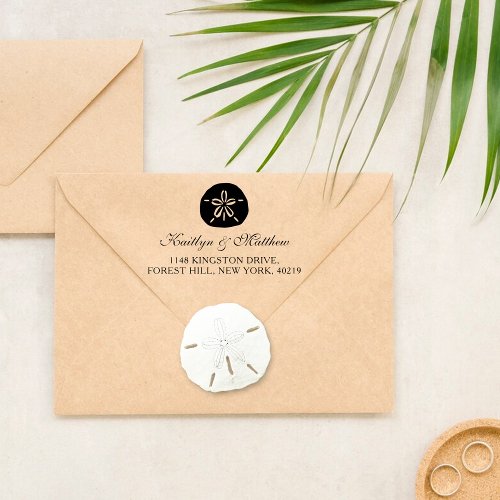 Elegant Sand Dollar Beach Wedding Return Address Self_inking Stamp