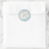 Elegant Sand Dollar Name Beach Wedding Classic Round Sticker (Bag)