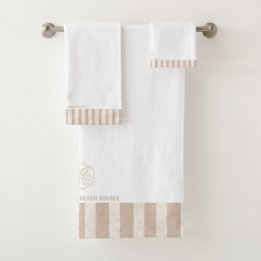 Elegant Sand Dollar Stripes Family Name Bath Towel Set