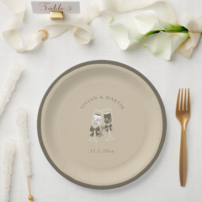 Elegant Sand Green Wedding Paper Plates (Wedding)
