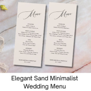 Elegant Sand Minimalist Wedding Menu