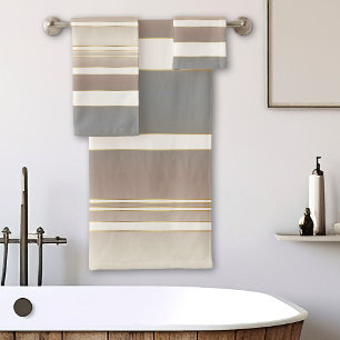 Elegant Sandy Beach Striped Pattern Bath Towel Set