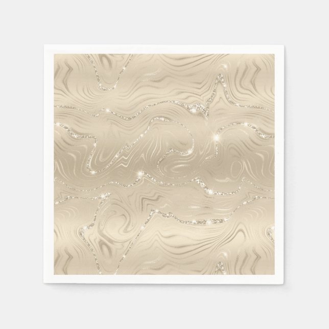 Elegant Sandy Gold Faux Foil  Napkins (Front)