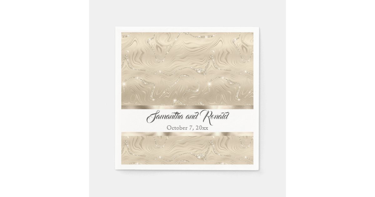 Elegant Sandy Gold Faux Foil Wedding Napkins | Zazzle