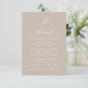 Elegant Sandy Neutral Traditional Wedding Enclosure Card
