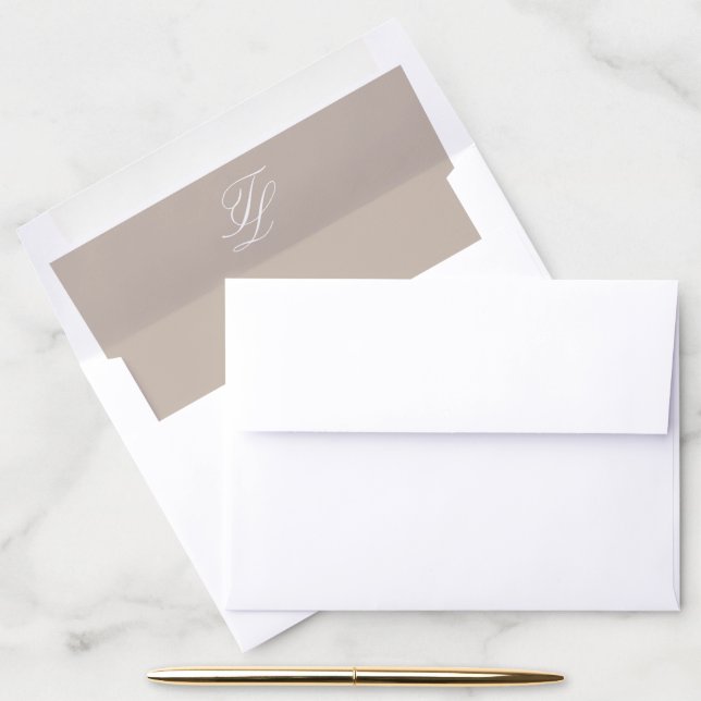Elegant Sandy Neutral Traditional Wedding Envelope Liner (Desk)