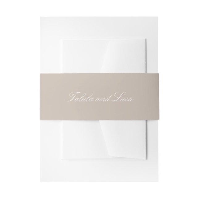 Elegant Sandy Neutral Traditional Wedding Invitation Belly Band (Front Example)