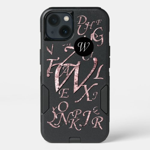 Elegant Sangria Script Letters and Monogram iPhone 13 Case