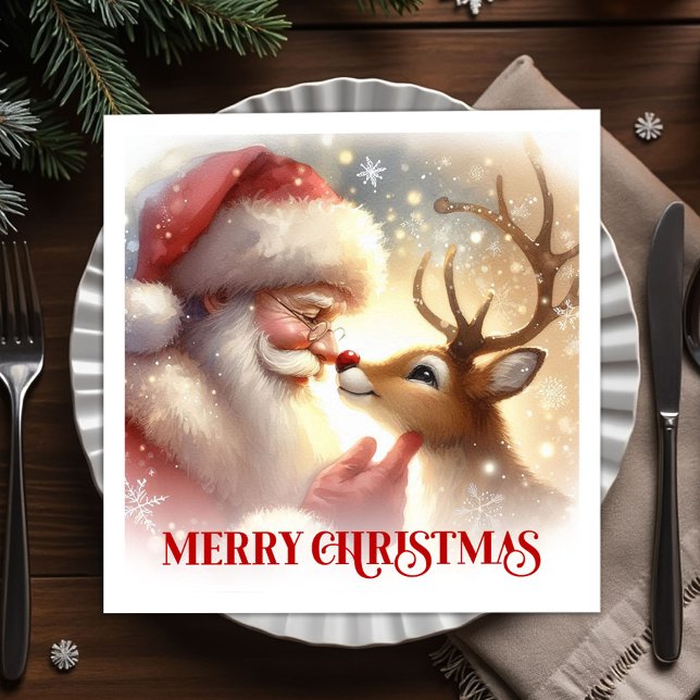 Elegant Santa and Rudolph Holiday Dinner Party  Napkins (Elegant Santa and Rudolph Holiday Dinner Party Napkins

)