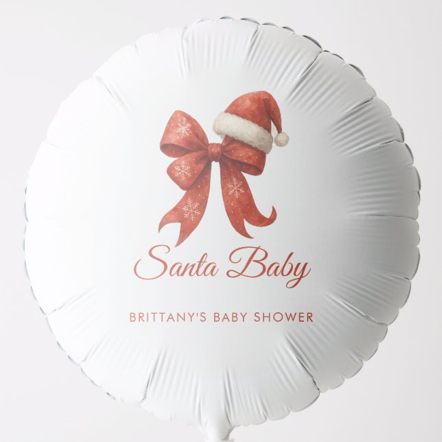 Elegant Santa Baby Shower Red Bow Christmas Balloon (Front)