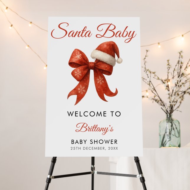 Elegant Santa Baby Shower Red Bow Christmas Foam Board (In Situ (Stand))