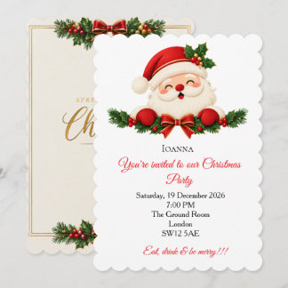 Elegant Santa Christmas Party Invitation