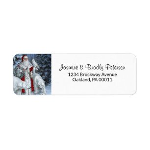 Elegant Santa Claus and Polar Bears Christmas Label