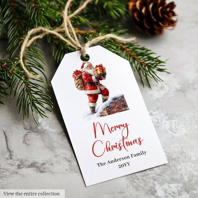 Elegant Santa Claus Classic Festive Holiday Tag (Elegant Santa Claus Classic Festive Holiday Tag)
