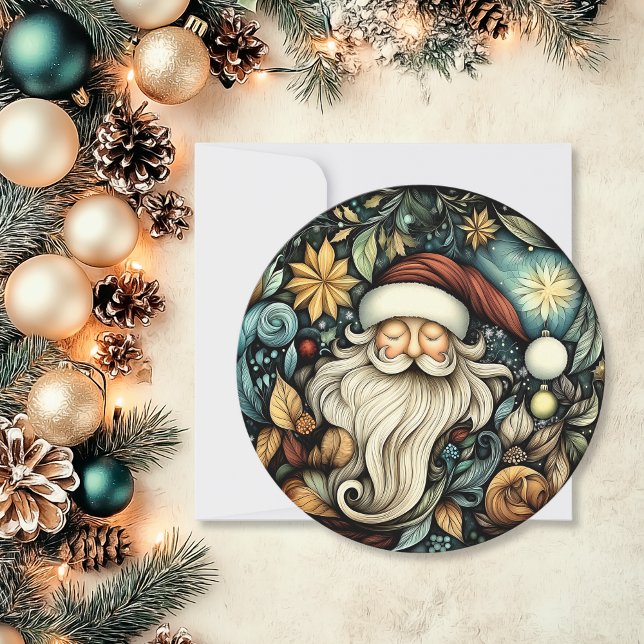 Elegant Santa Customizable Round Holiday Card (Elegant Santa Customizable Round Holiday Card)